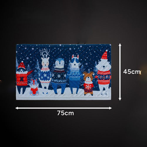 Covoras de intrare, Zola, 75 x 45 cm, model festiv cu animale, multicolor