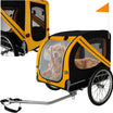 Remorca bicicleta pentru animale de companie, Zola, roti gonflabile, cadru otel, centuri, impermeabila, greutate maxima 40 kg, 137 x 90 x 73 cm, negru/galben