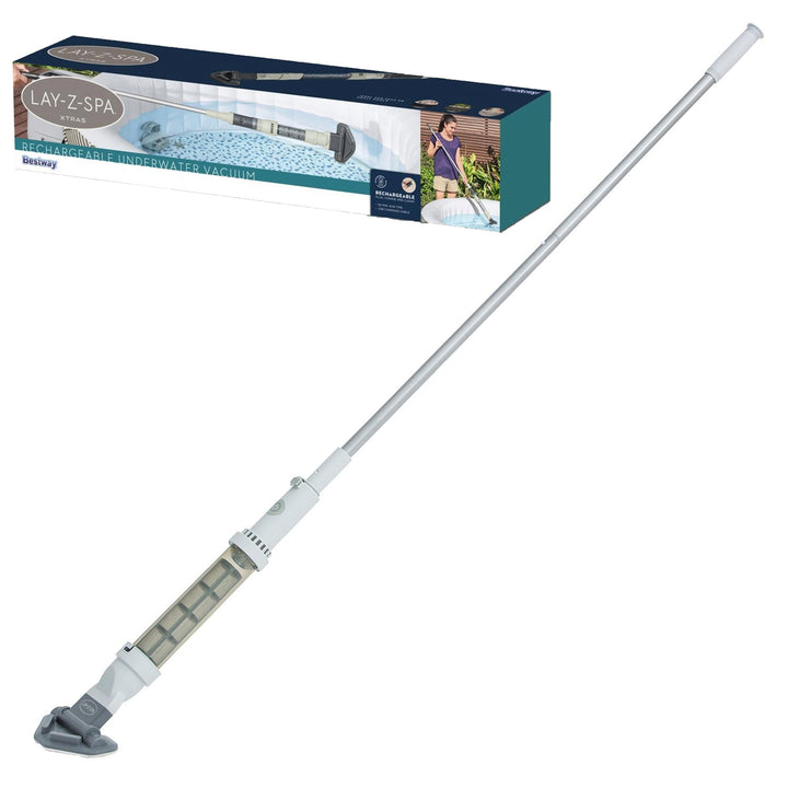 Aspirator manual pentru Jacuzii LAY-Z-SPA, Bestway, cu acumulator, capat rotativ, reincarcabil, 145 cm, gri