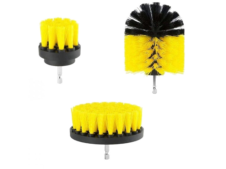 Set 3 perii pentru curatare, Zola®, universale, cu adaptor pentru bormasina, galbene