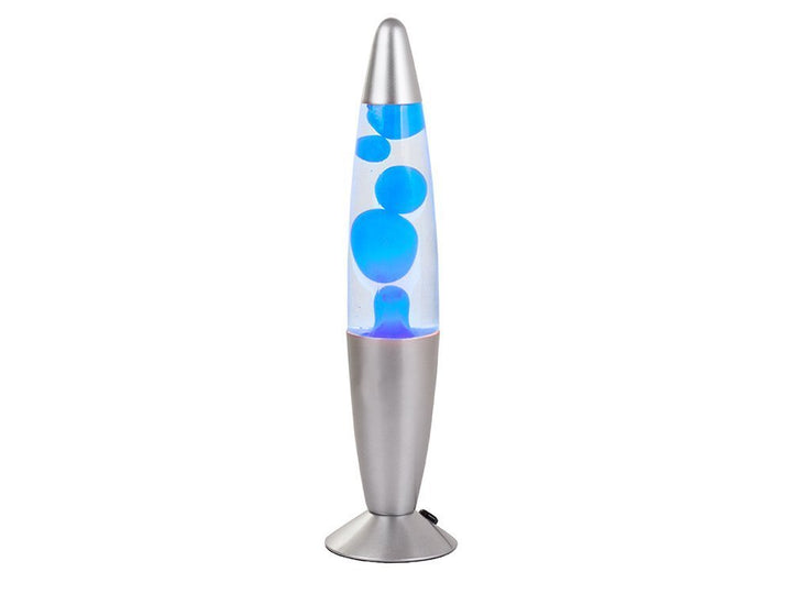 Lampa de noptiera, Zola®, argintie cu apa si ceara albastra, lumina reglabila, 34.5x8.5 cm