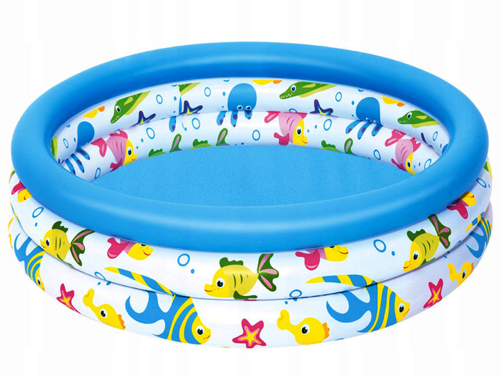 Piscina gonflabila cu 3 inele, Zola®, model marin, 122x25 cm, 140 litri