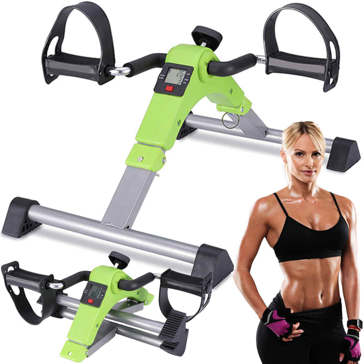 Bicicleta de recuperare, Zola, pliabila, pentru brate si picioare, afisaj LCD, rezistenta ajustabila, bidirectionala, 100 kg, 50x35x32 cm, verde