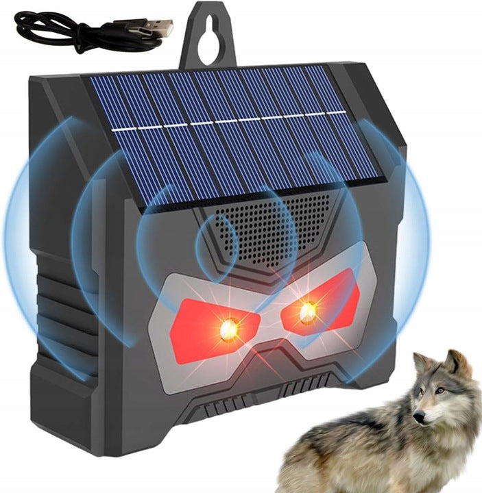 Aparat cu ultrasunete impotriva animalelor si rozatoarelor, Zola, 3.7V, alimentare solara si USB C, distanta detectare 10m/180°, 10.2 x 10.6 x 2.8 cm, negru
