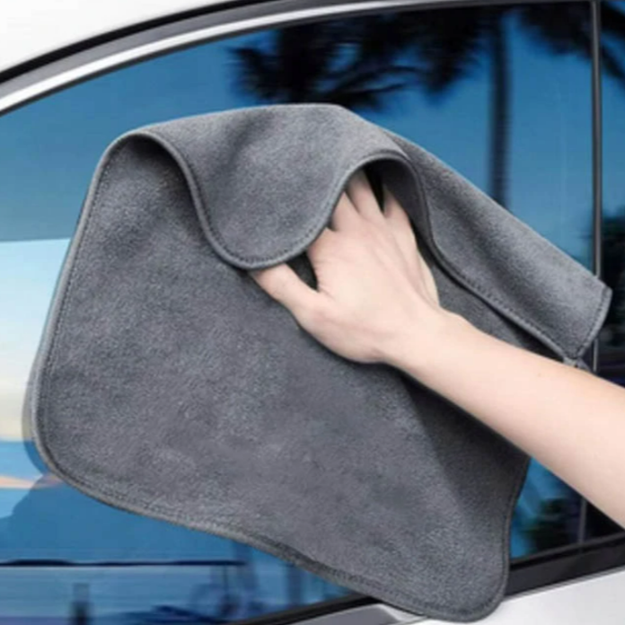 Prosop auto din microfibra, Zola, 400 g/m², pentru spalare, curatare si uscare, absorbtie si uscare rapida, 30 x 30 cm, gri