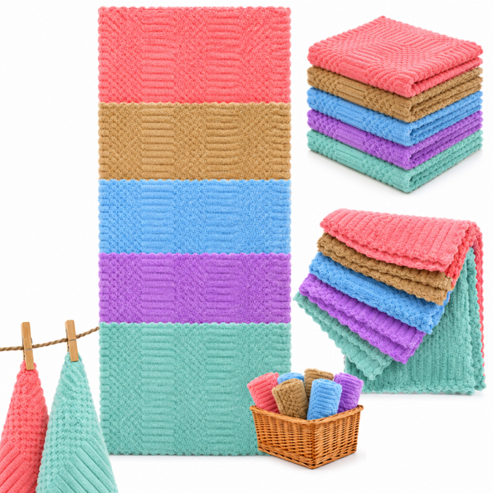 Set 5 lavete microfibra, Zola, 30 x 30 cm, super absorbante, reutilizabile