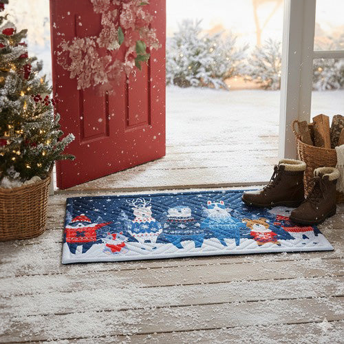 Covoras de intrare, Zola, 75 x 45 cm, model festiv cu animale, multicolor