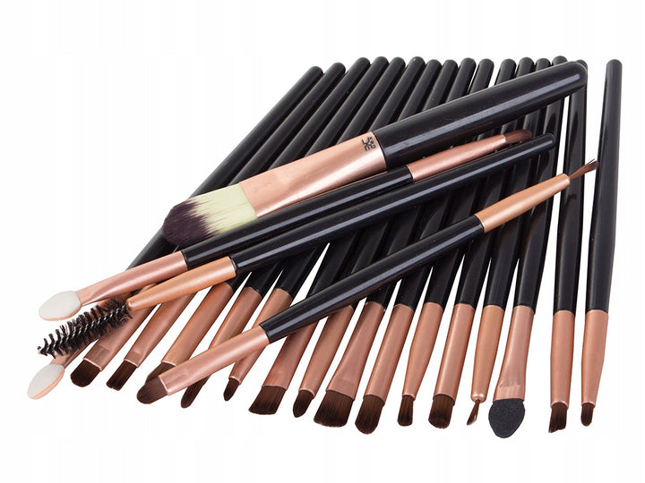 Set 20 pensule de machiaj, UBX®, diferite forme, negre cu detalii roz