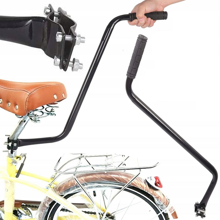 Bara cu maner ghid, Zola, pentru invatarea mersului pe bicicleta, 60 cm, universala, maner antiderapant, otel, neagra