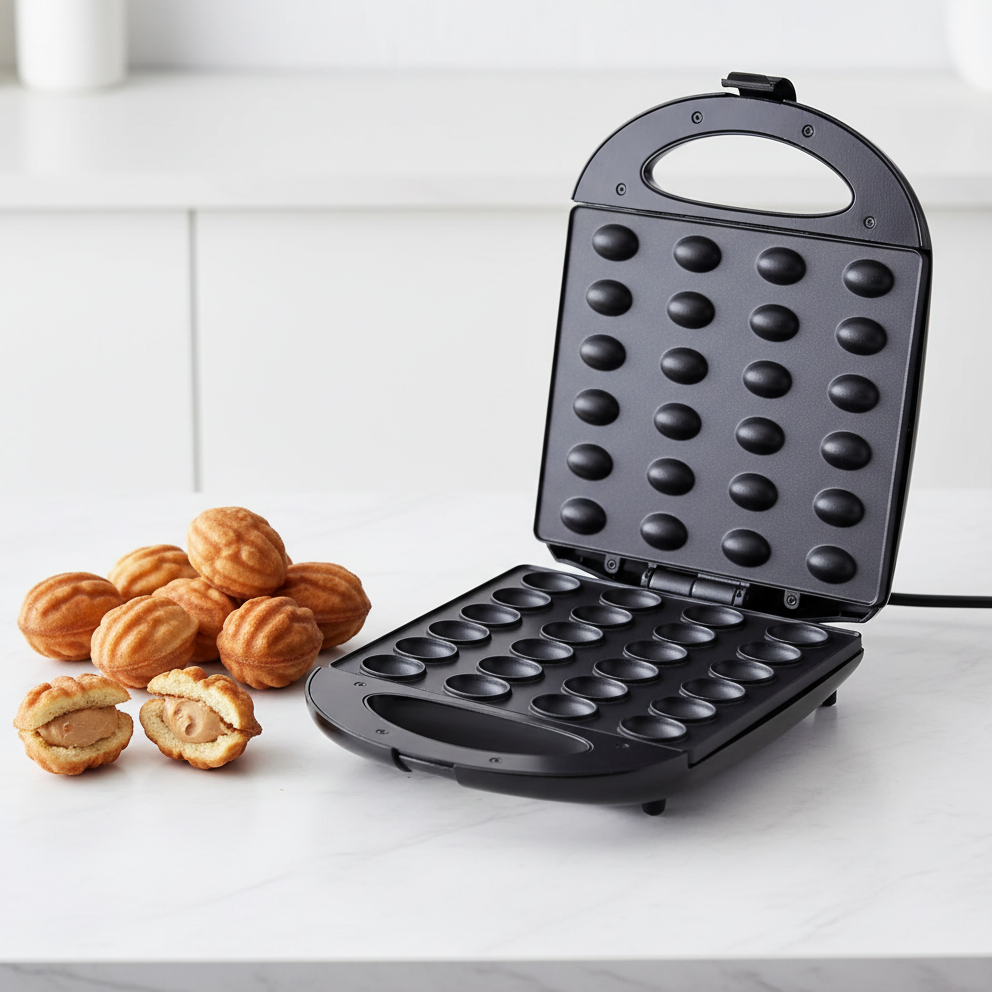 Aparat pentru preparat coji de nuci, Zola,  placi neaderente, 1600W, indicator luminos, 24 forme, 26 x 32 x 9 cm