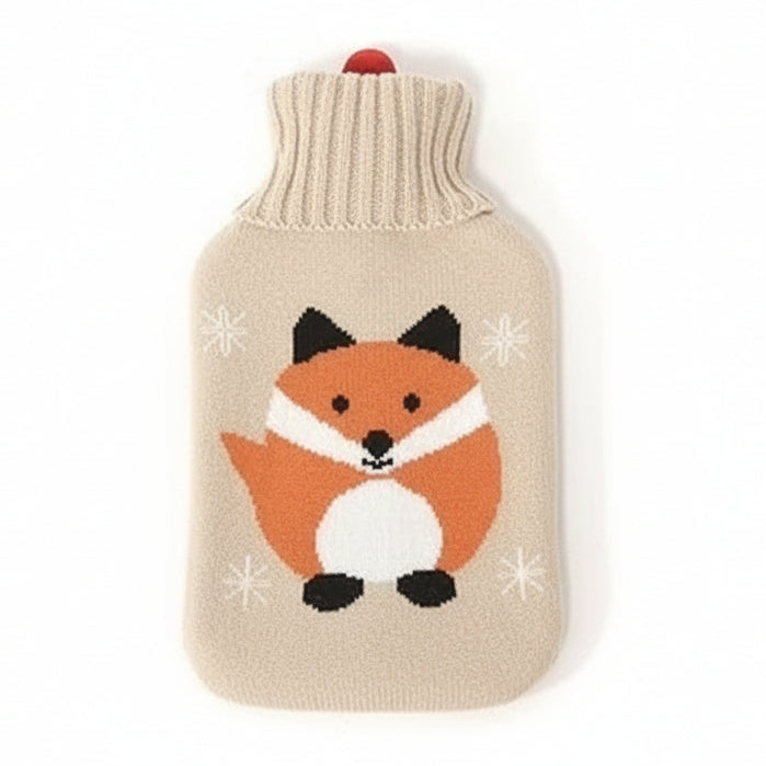 Perna pentru apa calda, Zola®, capacitate 2l, din cauciuc, husa crem cu vulpe