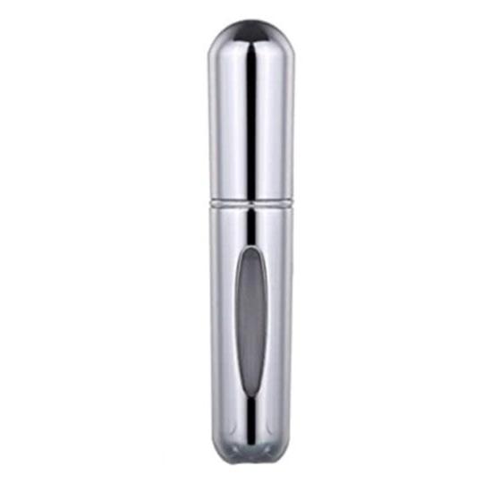 Sticluta reincarcabila de parfum cu atomizor, Zola®, 8 cm, 5 ml, argintie