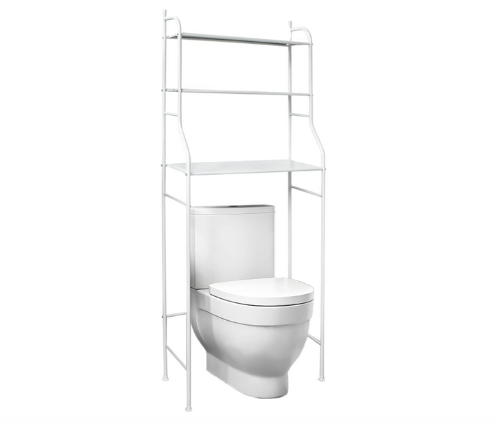 Raft depozitare peste toaleta, Zola, 3 polite, din metal si plastic, 153x45x25 cm, alb