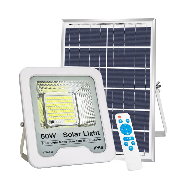 Lampa de gradina cu panou solar, Zola®, impermeabila, telecomanda, 50W, IP66, alba