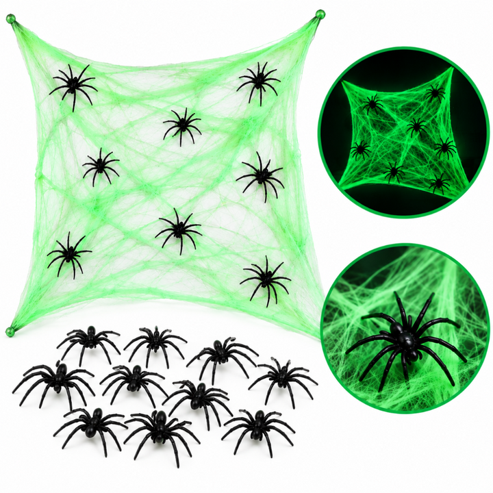 Panza de paianjen Halloween, Zola, fosforescenta, 20 de paianjeni decorativi, material flexibil
