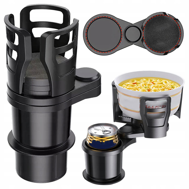 Suport auto 2 in 1 pentru pahare, Zola, rotire 360°, dimensiune ajustabila 73–155 mm, ABS, 20.8 × 12.8 × 8.7 cm, negru