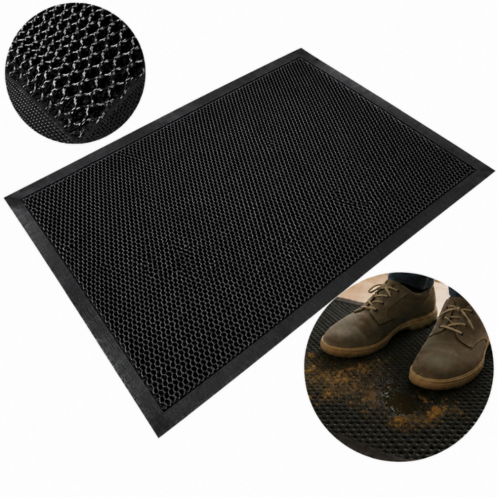 Covor de intrare, Zola, antiderapant, plasa 3D pentru retinerea murdariei, 90 x 60 cm, negru