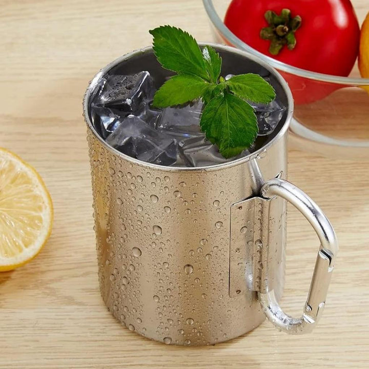 Cana cu carabiniera, UBX®, 250 ml, otel inoxidabil, argintie