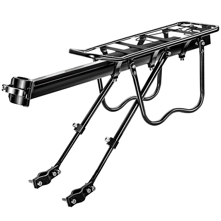 Portbagaj spate pentru bicicleta, Zola®, cu tija de prindere, din aluminiu, greutate maxima suportata 50 kg, dimensiuni zona bagaj 36 x 14 cm