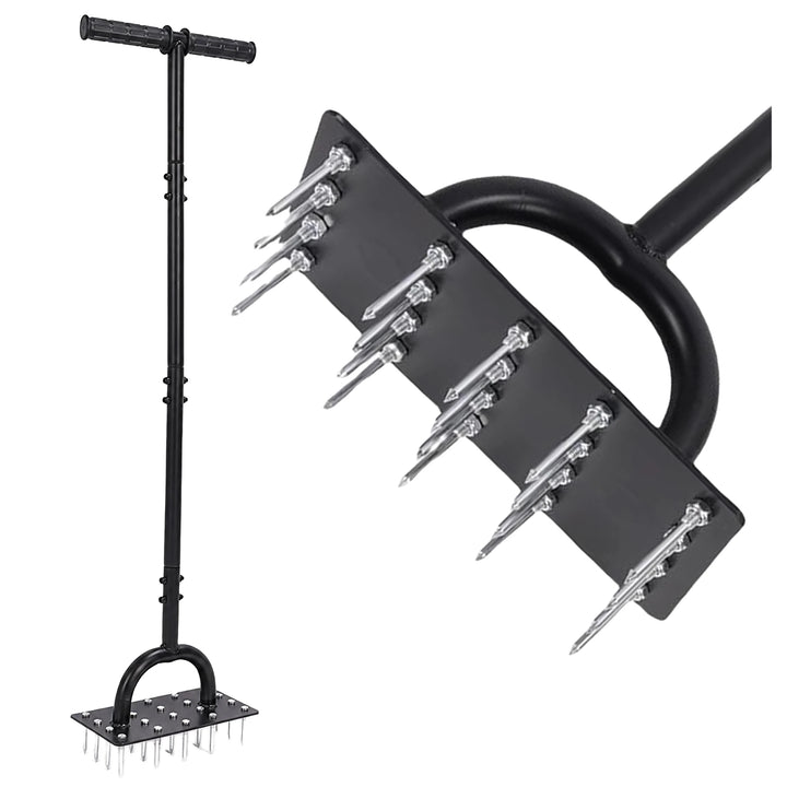 Aerator manual gazon, Zola, 20 tepi din otel, maner ergonomic tip T, latime lucru 23.5 cm, inaltime 88 cm