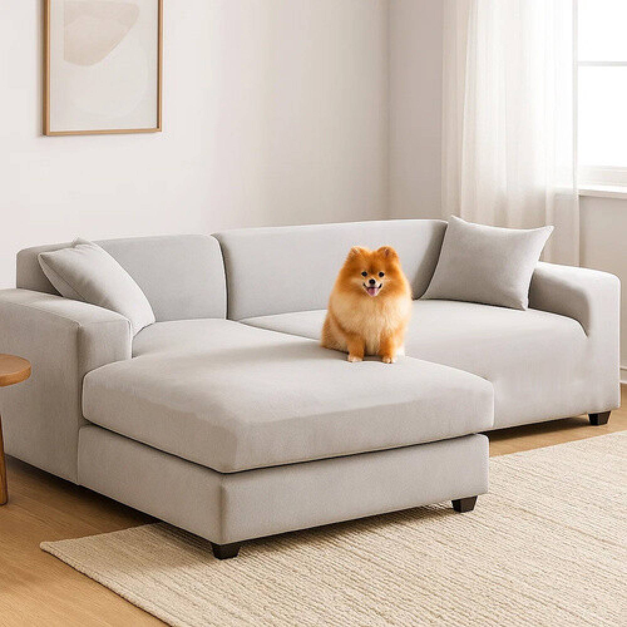 Husa din catifea pentru canapea si fata de perna, Zola, universala, lungime 190-230 cm, dimensiuni perna 45 x 45 cm, benzi elastice, impermeabila, gri inchis