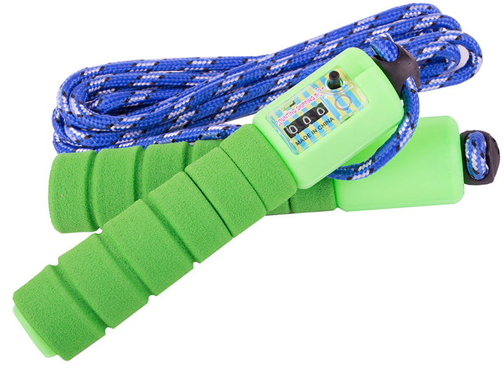 Coarda pentru sarituri, Zola®, lungime reglabila, cu contor, ideala pentru antrenament, lungime 235 cm, verde