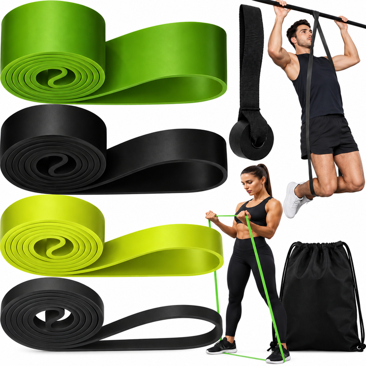 Set 4 benzi elastice de rezistenta si suport pentru usa, Zola, 2-40 kg, 4 niveluri de rezistenta, saculet depozitare