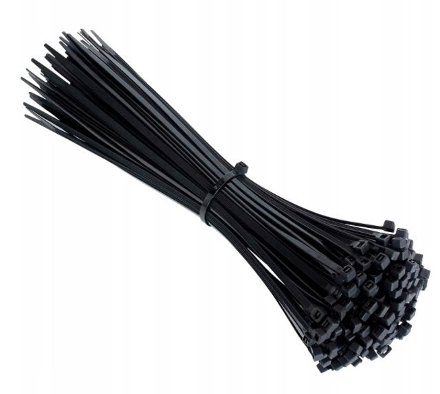 Set 100 de soricei/coliere din plastic, Zola®, negre, 200x3.6 mm