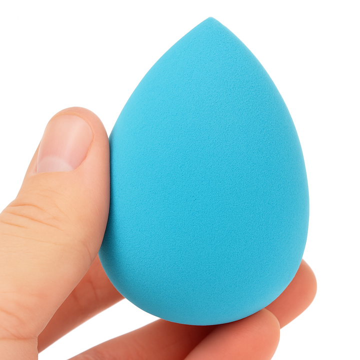 Buretel pentru machiaj, Zola®,  usor de curatat, forma lacrima, 5x4 cm, bleu
