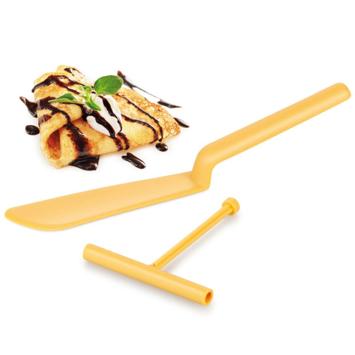 Set spatula de intoarcerea clatitelor si intinzator, Zola, plastic, 32 cm, portocaliu