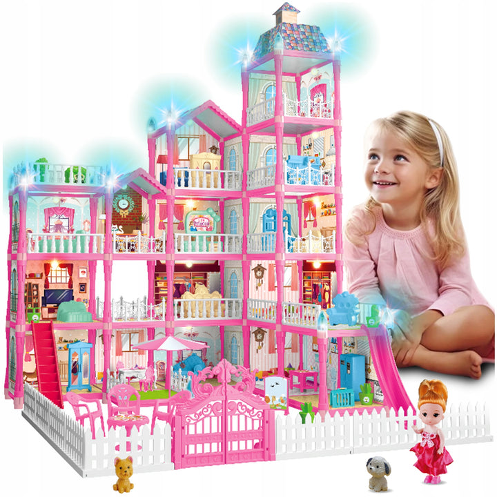 Casuta de papusi, Zola, 374 piese, mobilier, accesorii, papusa, 3+ ani, plastic, 78 x 60.5 x 66 cm, roz
