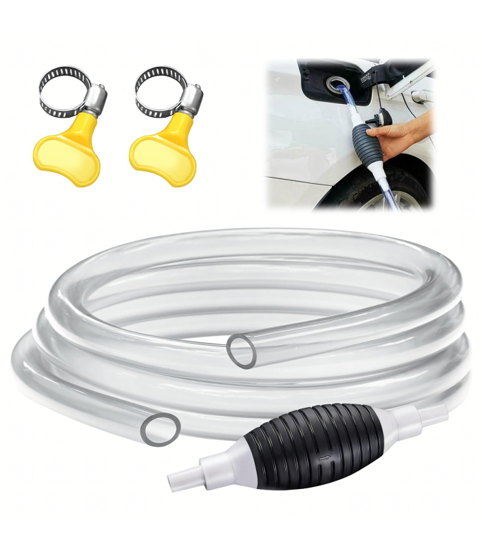 Pompa manuala pentru transfer lichide, Zola, 2 cleme, lungime tub 1 m,  PVC, neagra