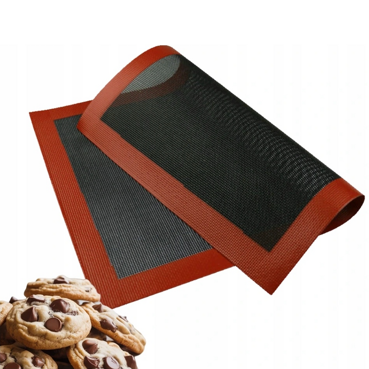 Folie de copt reutilizabila, Zola, antiaderenta, perforata, silicon TPE, 30 x 40 cm, negru / rosu