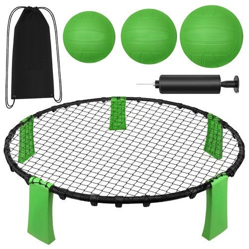 Joc roundnet/spikeball, Zola, plasa 90 cm, 3 mingi, pompa, geanta transport, negru / verde