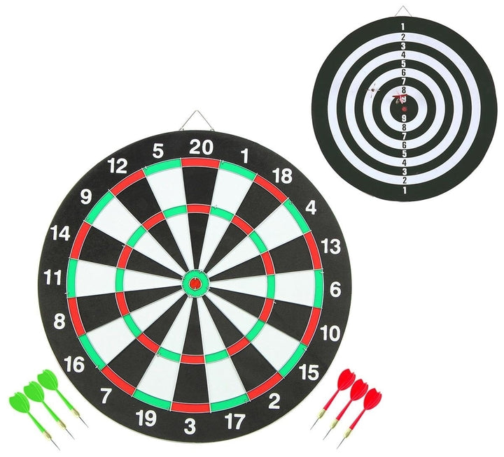 Joc Darts, Zola®, cu doua fete, 6 sageti incluse, 36 cm, alb negru