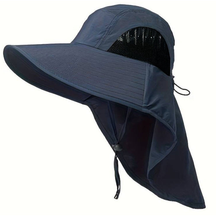 Palarie de soare cu clapeta pe gat, Zola,  circumferinta capului 55-60 cm, ideala pentru pescari, plaja, drumetii, albastru inchis