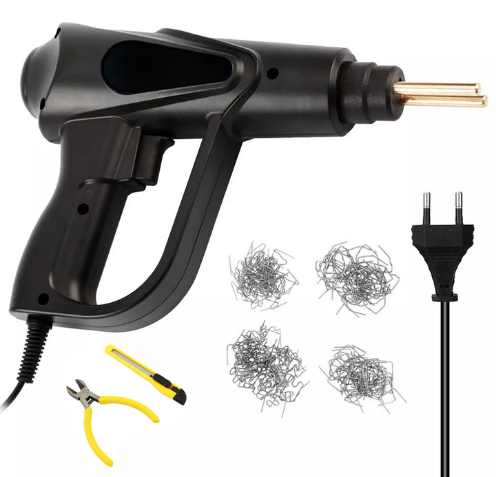Pistol pentru lipit plastic, Zola®, cu 200 de capse din otel inoxidabil, iluminare LED, 70W, 230V, negru