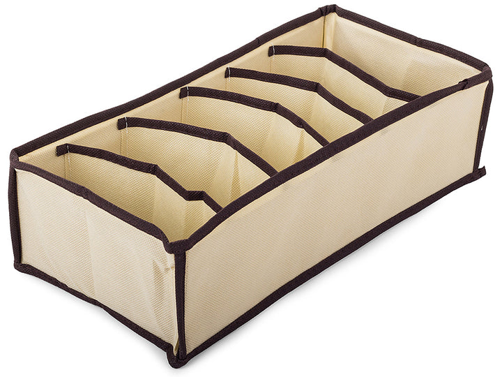 Organizator pentru sertare, Zola®, cu 6 compartimente, crem/maro, 34x16x10 cm