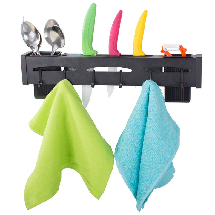 Organizator de bucatarie, Zola®, suspendabil, multifunctional, negru, 40x5x7 cm