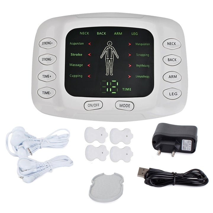 Aparat electrostimulare musculara, UBX, 8 tipuri de masaj, portabil, 4 electrozi, interval intensitate 1-15, din plastic