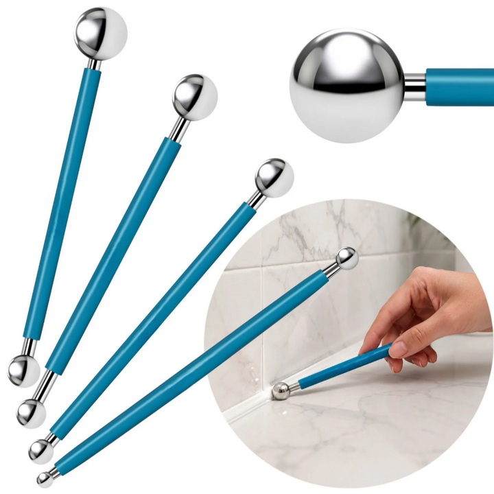 Set 4 instrumente pentru modelare silicon si chit, Zola, 8 capete cu bile pentru netezire, reutilizabile, otel inoxidabil