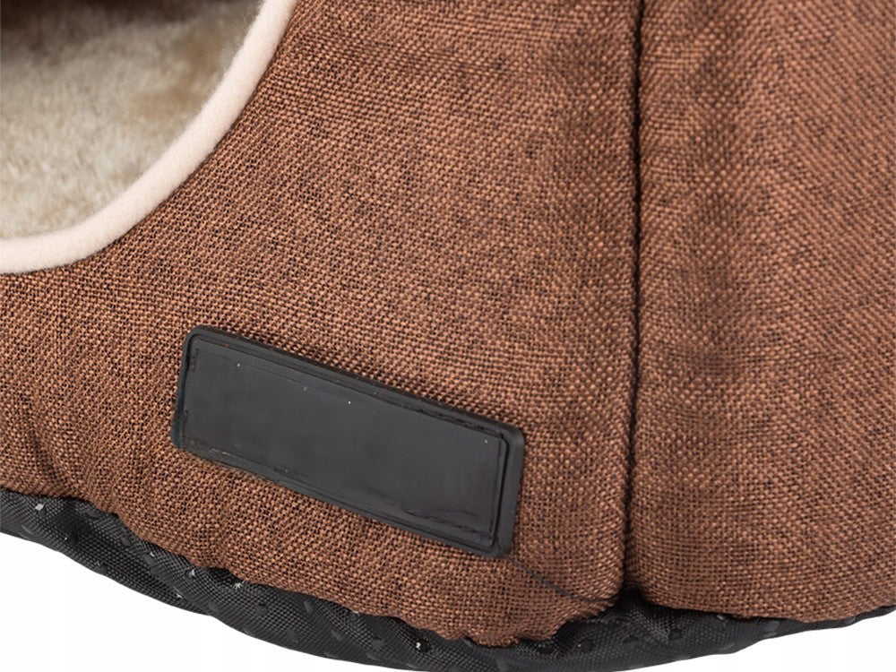 Casuta pentru caini si pisici de talie mica, Zola, baza antiderapanta, 28 x 36 x 33 cm, maro/crem