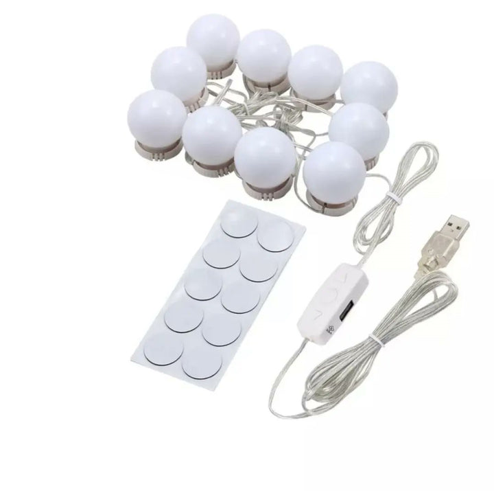 RESIGILAT-Set 10 lumini pentru oglinda, Zola®, 9 nivele de reglare, auto-adezive, plastic, 1,6W, albe
