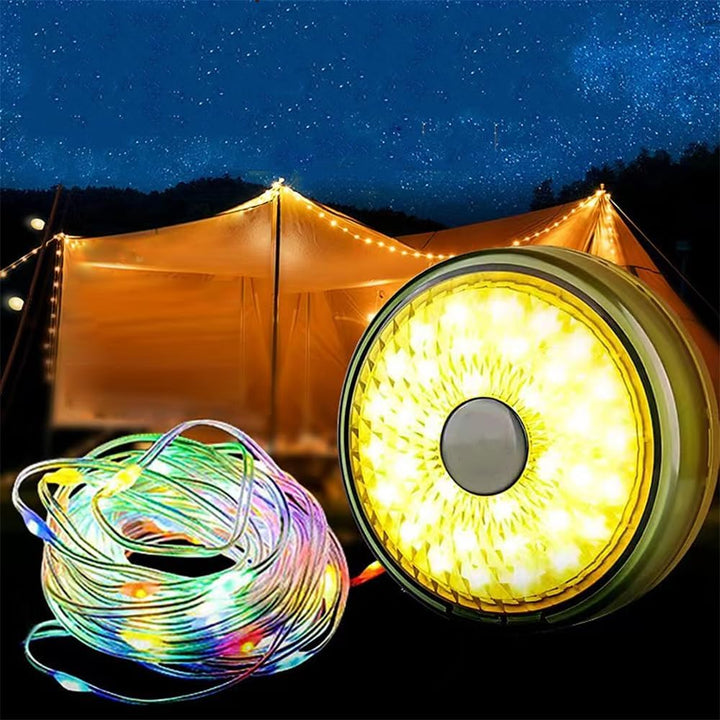 Ghirlanda luminoasa camping, Zola, lanterna si functie de baterie externa, LED, reincarcabila USB, portabila, 8 moduri de iluminare, 8 m, agatatoare, carcasa verde