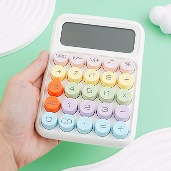 Calculator de birou model retro, Zola, butoane mari si colorate, tip masina de scris, afisaj LCD mare, 16 x 11 cm