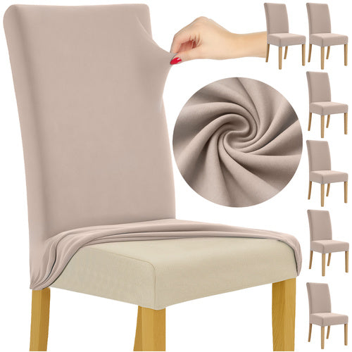 Set 6 huse pentru scaune, Zola, 65 x 40 x 35 cm, benzi elastice,universale, bej
