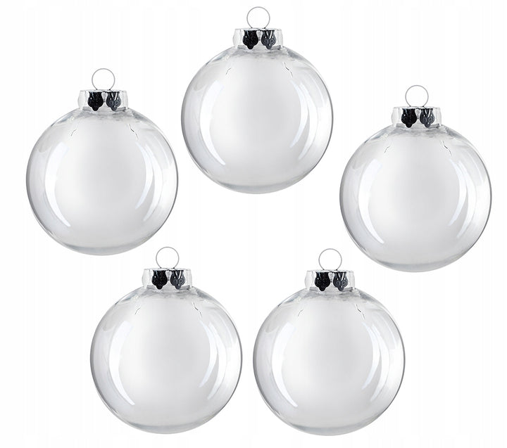 Set globuri transparent personalizabil,  Zola®,  5 bucati, plastic, diametru 8 cm, inaltime 10 cm