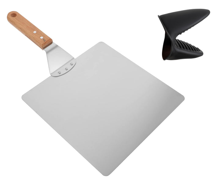 Paleta pentru pizza si aluat, Zola®, manusa din silicon, din otel inoxidabil, dimensiune 30.3 x 30 cm