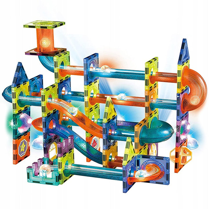 Joc magnetic interactiv de construit, Zola, 110 elemente luminose, 3+ ani, constructii 3D, bile magnetice, educativ si creativ, plastic, multicolor