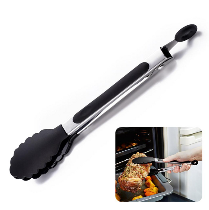 Cleste de bucatarie, Zola, din otel inoxidabil si silicon, maner confortabil, lungime 20 cm, negru